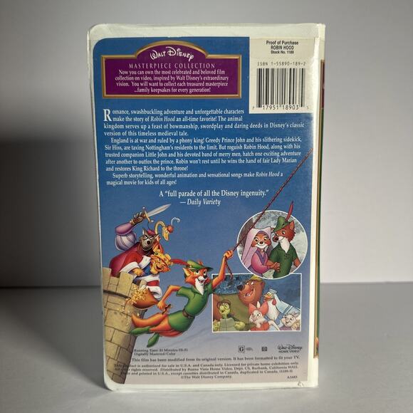 Walt Disney's ROBIN HOOD VHS 1973 Animated Movie Fox Archer Rescues Maid Marion - Picture 2 of 4
